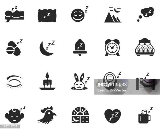 sleep icon set - comfort icon stock illustrations