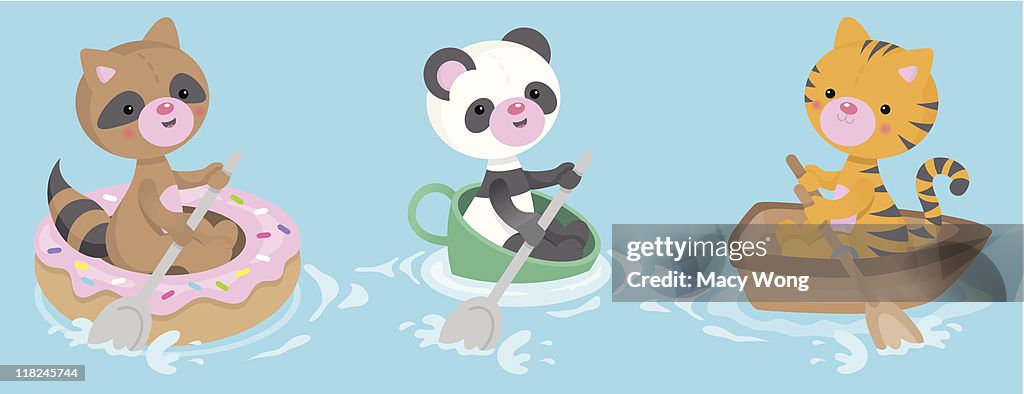 Cute kawaii donut teacup boat