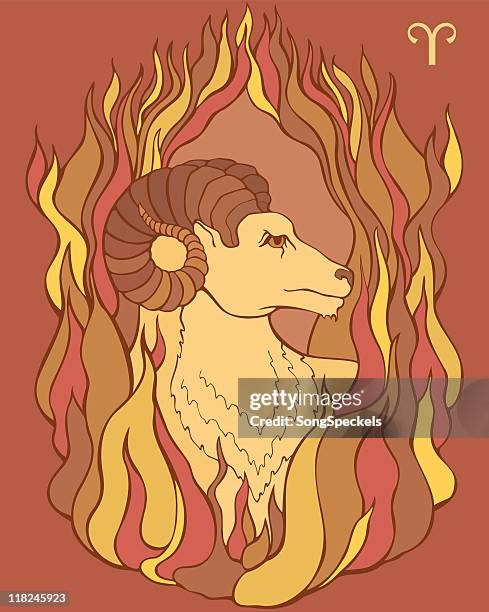 aries ram illustration - aries zodiac stock illustrations