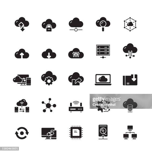 cloud computing related vector icons - control systems stock illustrations