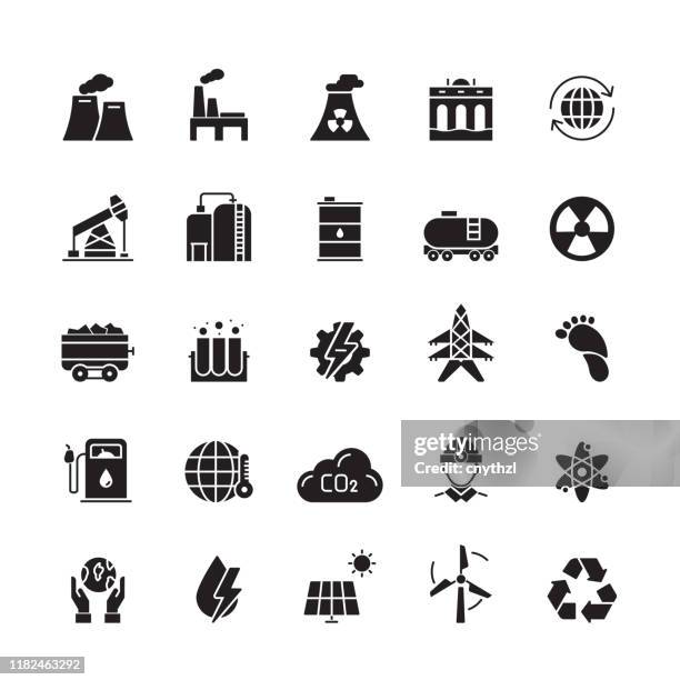 heavy and power industry related vector icons - mining minerals stock illustrations