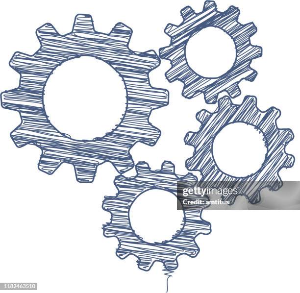 illustrations, cliparts, dessins animés et icônes de cogs stylo griffonner - dérailleur de vélo