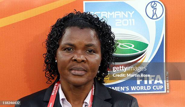 Ngozi Uche, head coach of Nigeria looks on before the FIFA Women's World Cup 2011 Group A match between Canada and Nigeria at Rudolf-Harbig-Stadion...