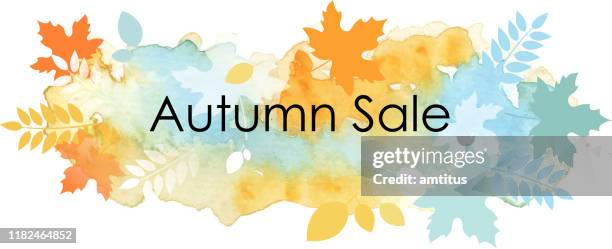 autumn sale paint stain banner - autumn sale stock illustrations