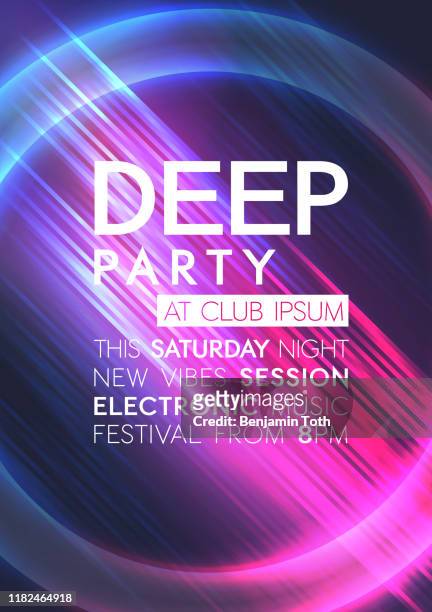 neon dance party poster background - flyer leaflet stock illustrations