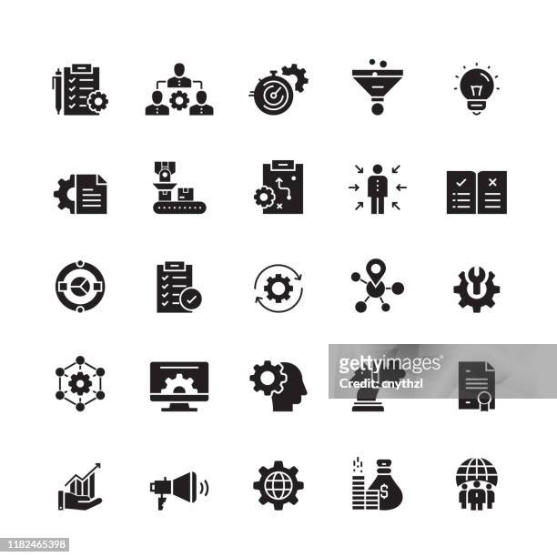 ilustraciones, imágenes clip art, dibujos animados e iconos de stock de iconos vectoriales relacionados con la gestión de productos - administrador