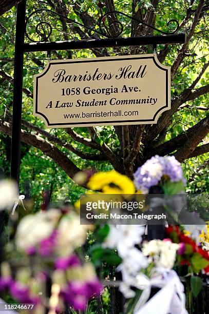 Macon, Georgia, : The fence in front of Lauren Giddings' apartment at 1058 Georgia Ave. Has been memorialized by her friends and others even as Macon...