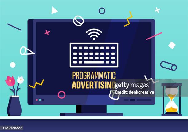 ilustraciones, imágenes clip art, dibujos animados e iconos de stock de diseño de banner web vector para publicidad programática - tv program