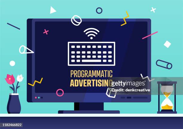 vector web banner design for programmatic advertising - smart tv stock illustrations