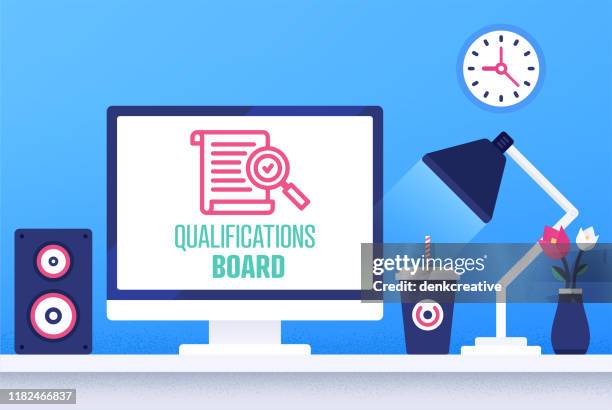 creative vector illustration for qualifications board - qualification round stock illustrations