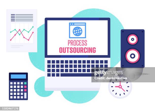 modern flat design illustration for process outsourcing - contracting stock illustrations