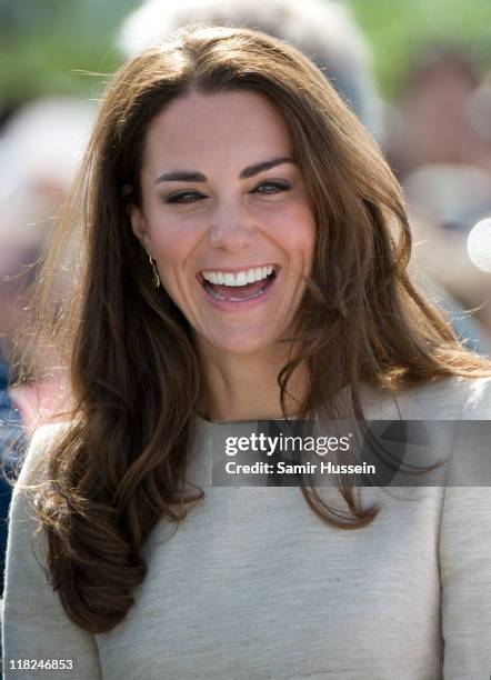 Catherine, the Duchess of Cambridge visits the Somba K'e Civic Plaza on day 6 of the Royal Couple's North American Tour, July 5 2011 in Yellowknife,...