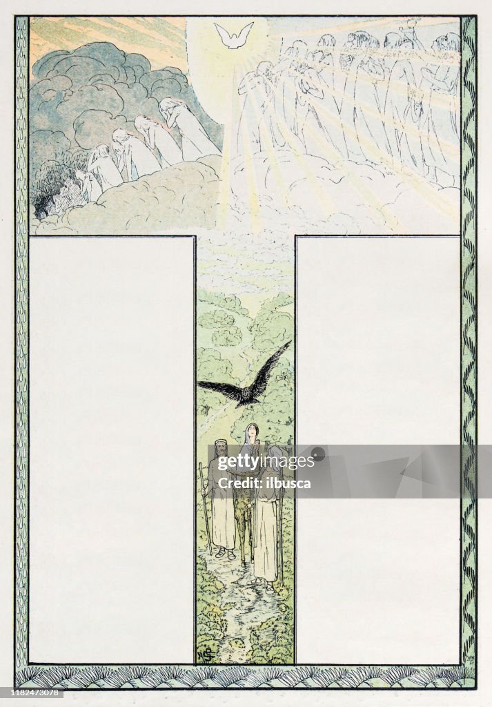 Antique illustration: Ornate book frame decoration