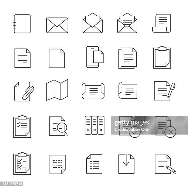 ilustraciones, imágenes clip art, dibujos animados e iconos de stock de conjunto de iconos de documentos - paperboard