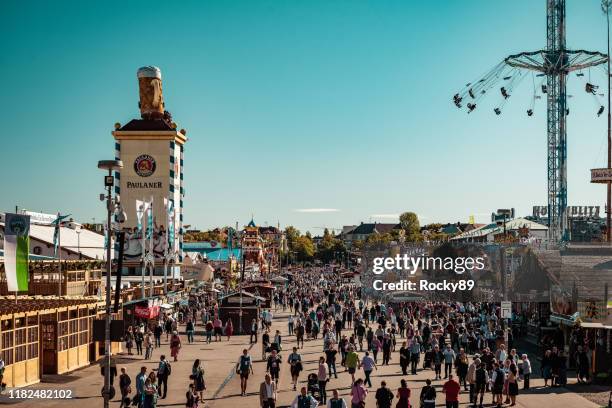 oktoberfest in munich as viewed from the statue of bavaria, germany - oktoberfest home stock pictures, royalty-free photos & images