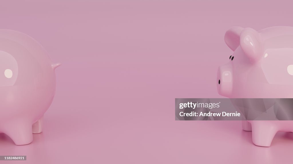 Piggy Bank background, 3D Render