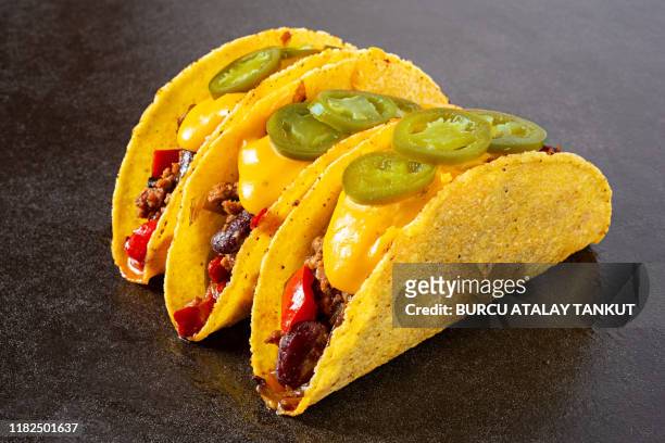 beef taco - mexican food stock pictures, royalty-free photos & images