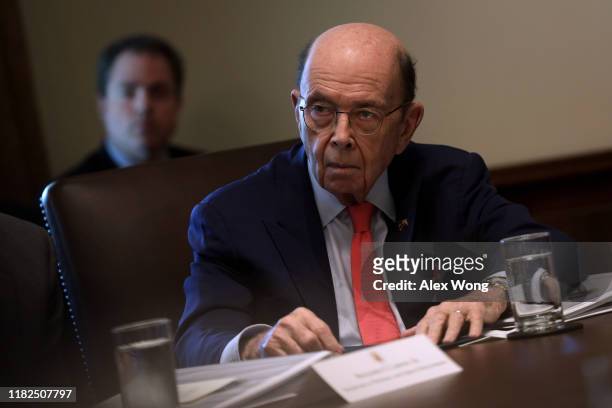 Secretary of Commerce Wilbur Ross listens during a cabinet meeting in the Cabinet Room of the White House October 21, 2019 in Washington, DC....