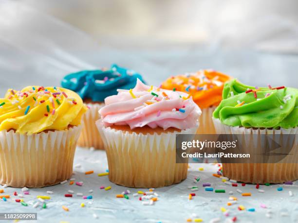 colorful cupcakes with candy sprinkles - jimmy v classic stock pictures, royalty-free photos & images