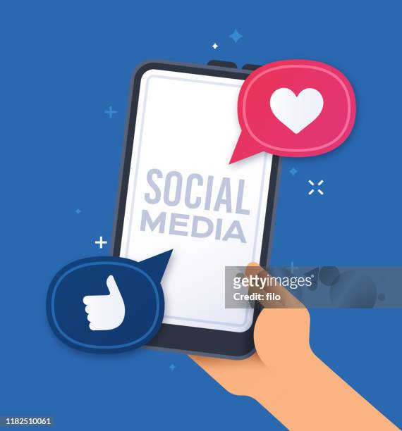 social media smart phone - social network stock-grafiken, -clipart, -cartoons und -symbole