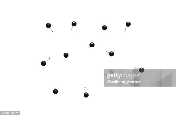 black map pins - punaise stockfoto's en -beelden