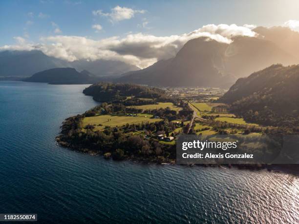 ranco lake in southern chile - chile aerial stock pictures, royalty-free photos & images