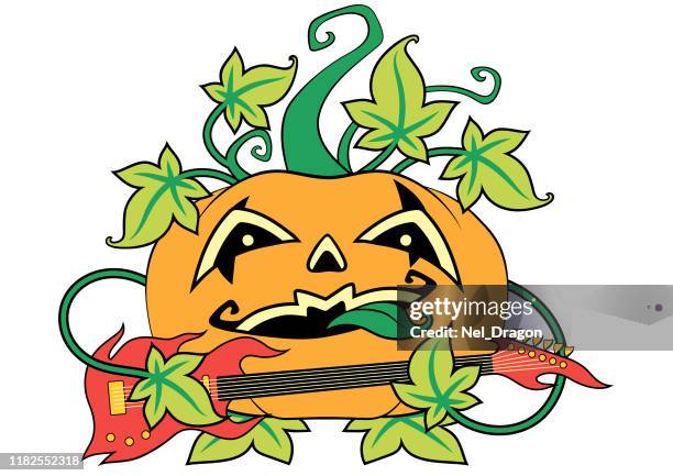 pumpkin guitarist - pumpkin face vector stock illustrations