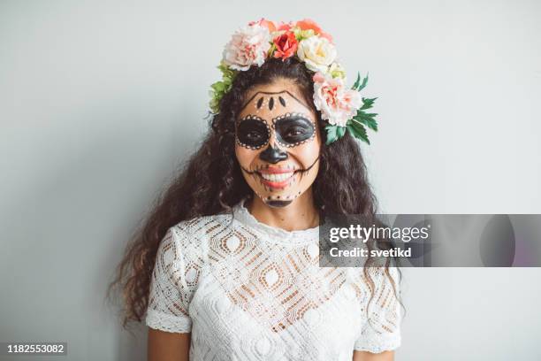 halloween portrait - halloween zombie makeup stock pictures, royalty-free photos & images