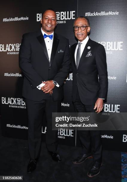 Director Deon Taylor and Al Sharpton attend the "Black and Blue" New York Screening at Regal E-Walk on October 21, 2019 in New York City.