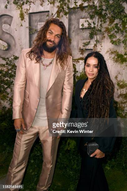 Jason Momoa and Lisa Bonet attend the world premiere of Apple TV+'s "See" at Fox Village Theater on October 21, 2019 in Los Angeles, California.
