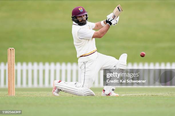 Dean Brownlie of Northern Districts bats during the Plunket Shield match between Canterbury and Northern Districts at Hagley Oval on October 22, 2019...
