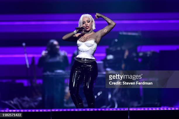 Doja Cat performs during the TIDAL's 5th Annual TIDAL X Benefit Concert TIDAL X Rock The Vote At Barclays Center - Show at Barclays Center of...