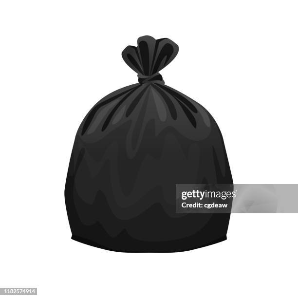 bag plastic waste black isolated on white background, black plastic bags for waste separation, plastic bag for garbage waste, clip art plastic bag for info graphic design, illustration bin bags - rubbish isolated stock illustrations