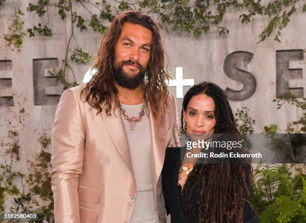Jason Momoa and Lisa Bonet attend the World Premiere of Apple TV+'s "See" at Fox Village Theater on October 21, 2019 in Los Angeles, California.