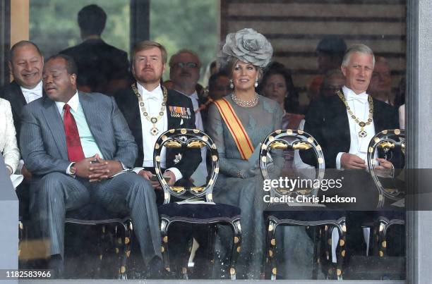 King Willem-Alexander of The Netherlands, Queen Maxima of The Netherlands and King Philippe of Belgium attend the Enthronement Ceremony of Emperor...