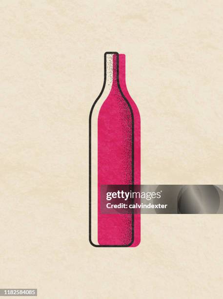 stockillustraties, clipart, cartoons en iconen met wijnflessen illustratie - merlot druif