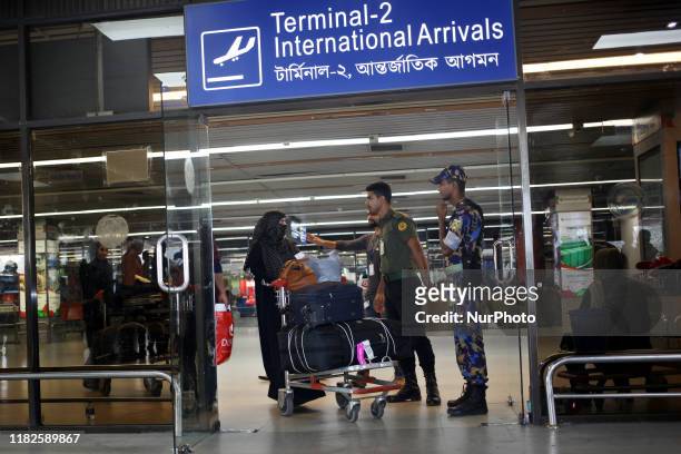 Women Migrant workers seen returning from Saudi Arabia at Hazrat Shahjalal International Airport in Dhaka, Bangladesh on 15 November 2019. Around 92...