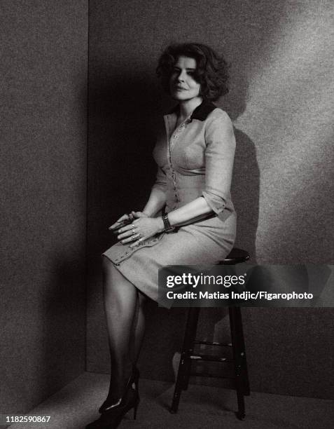 Actress Fanny Ardant is photographed for Madame Figaro on January 20, 2018 in Paris, France. Dress by Olympia Le-Tan. Make-up by Chanel. PUBLISHED...