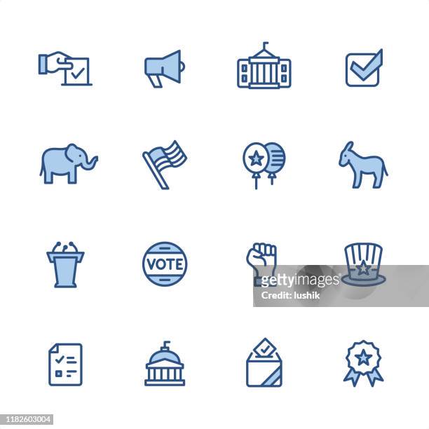 politik - pixel perfect blaue umrisssymbole - capitol building washington dc stock-grafiken, -clipart, -cartoons und -symbole