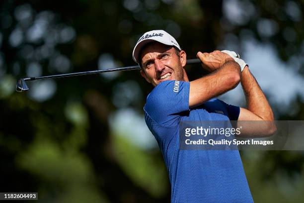 Edoardo Molinari of Italy in action during Day fourth of the Italian Open at Olgiata Golf Club on October 13, 2019 in Rome, Italy.