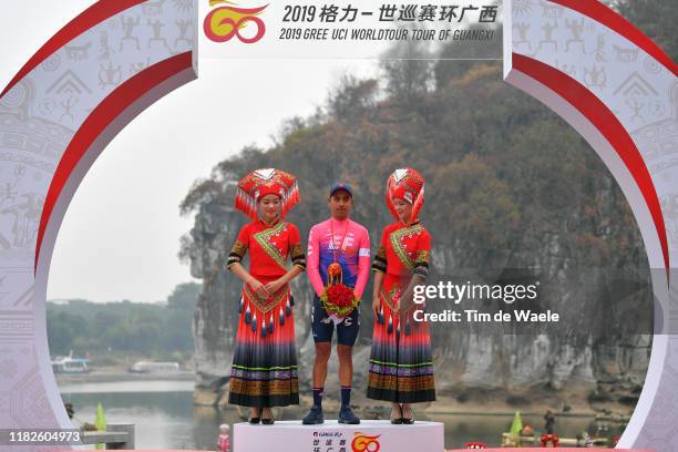 Podium / Daniel Felipe Martinez Poveda of Colombia and Team EF Education First 2nd place / Celebration / Miss / Hostess / during the 3rd Tour of...