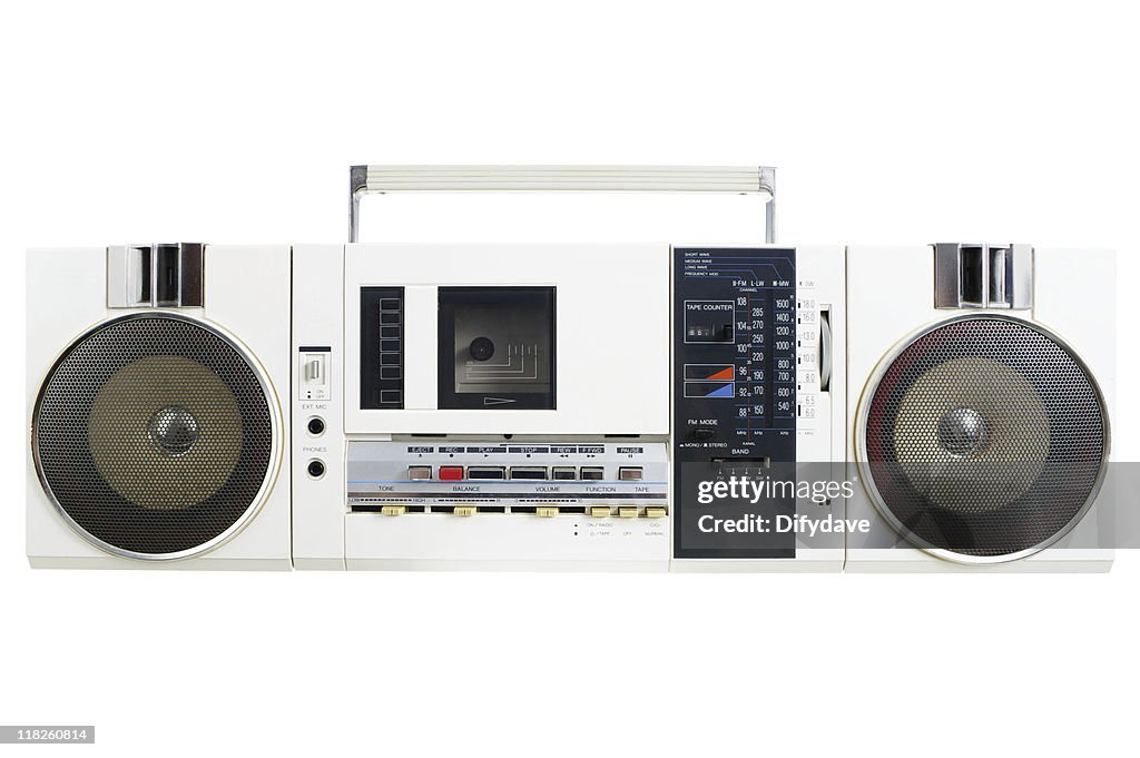 Retro White Radio Cassette Machine