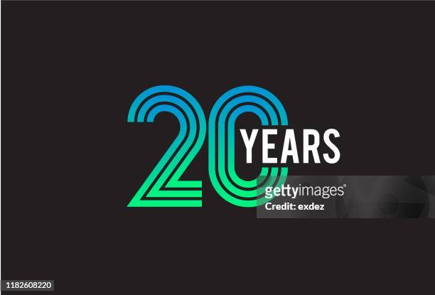 stockillustraties, clipart, cartoons en iconen met twintig jaar jubileumontwerp - 20th anniversary of first online sale