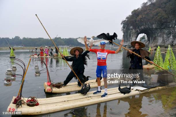 Podium / Enric Mas Nicolau of Spain and Team Deceuninck - Quick-Step Red Leader Jersey / Celebration / Boat / Hostess / during the 3rd Tour of...