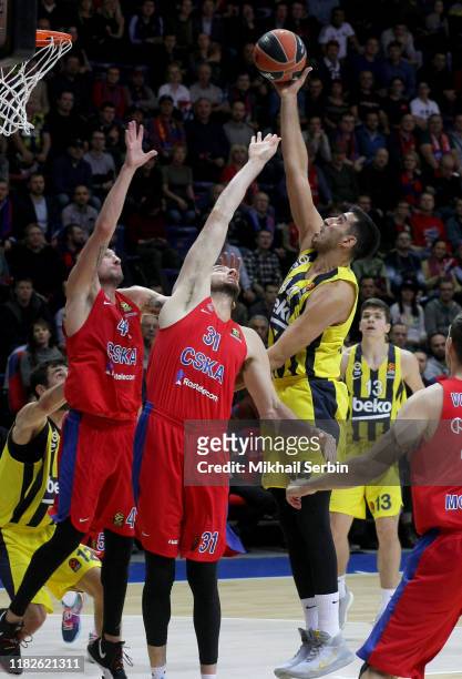 Ahmet Duverioglu, #44 of Fenerbahce Beko Istanbul competes with Kosta Koufos, #31 of CSKA Moscow in action during the 2019/2020 Turkish Airlines...