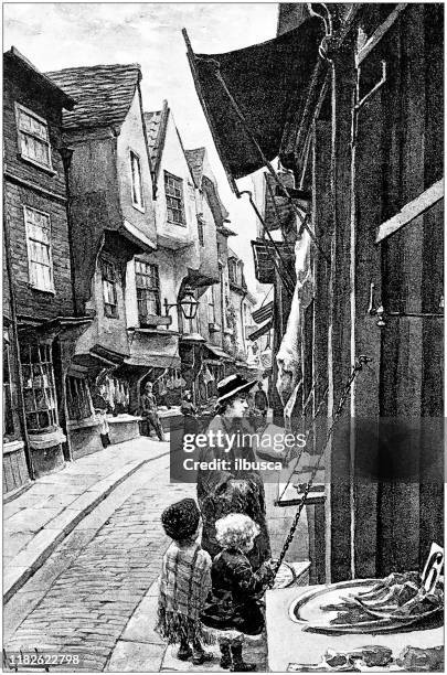 antique illustration: york street - york yorkshire stock illustrations