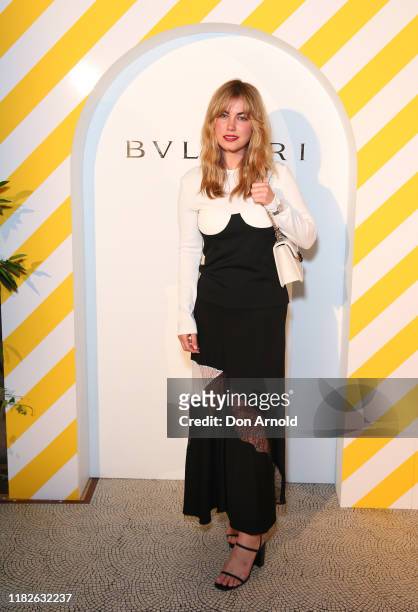 Charlotte Best attends the 2019 BVLGARI Art Award cocktail reception at Art Gallery Of NSW on October 22, 2019 in Sydney, Australia.