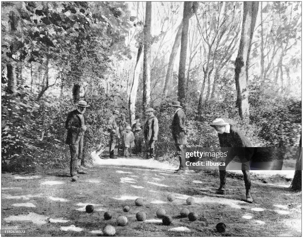 Antique illustration: Playing boules