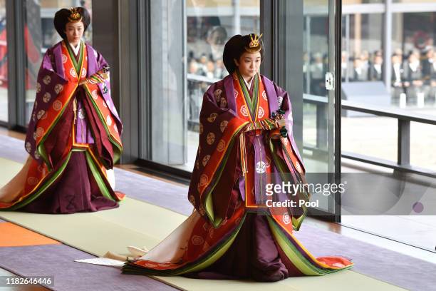 Japan's Princess Mako attends the enthronement ceremony where Emperor Naruhito officially proclaimed his ascension to the Chrysanthemum Throne at the...