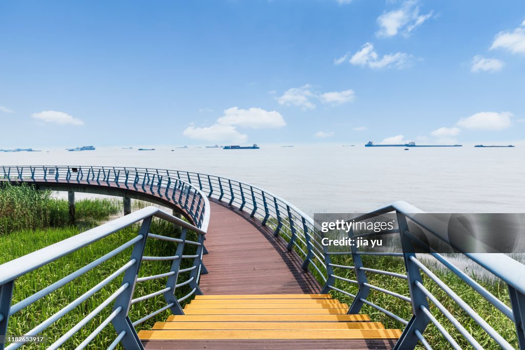 A sightseeing pathway along the Yangtze river